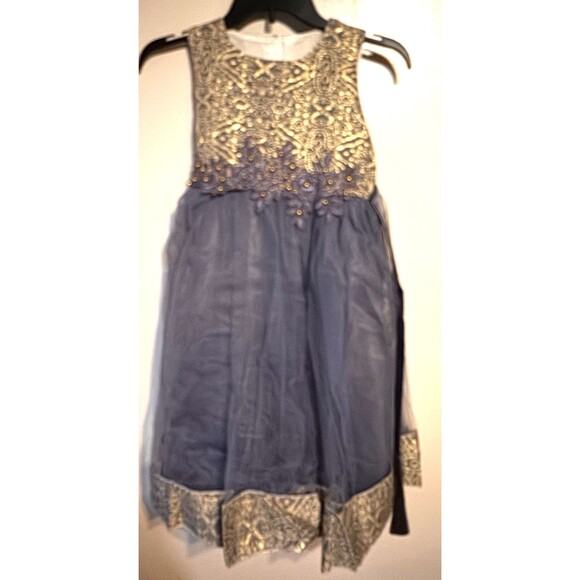 Girls Size 9 Jacquard Dress Sleeveless Dress with Jacket and Bag, Formal Blue - Picture 7 of 16
